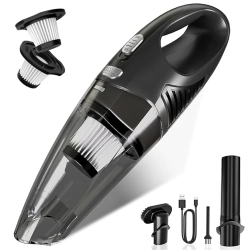 Handheld Vacuum Cordless, Rechargeable Car Vacuum Cleaner with Multiple Attachments, Portable Hand Held Vacuum Suction Power, Mini Vacuum for Car, Home, Pet Hair, Office, Desk, Keyboards Black Silver - color: Siliver