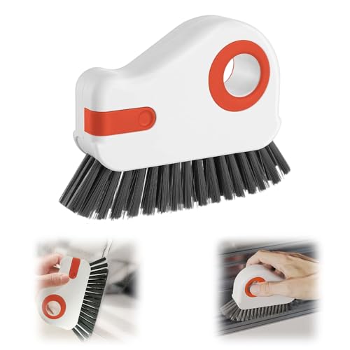 2 in 1 Groove Cleaning Brush Window Track Cleaning Tools, 2026 New Multifunction Hard Bristle Crevice Brush with Scraper for Shutter Door, Sliding Door, Window Sill, Window Seal (Orange) - color: Orange