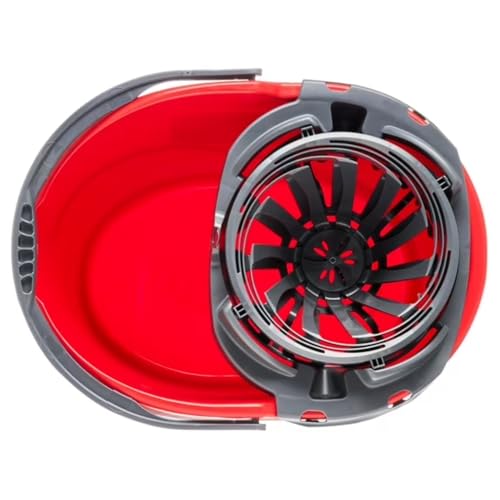 Mop Bucket with Wringer 2.5 Gallon, Compact Cleaning Bucket with Built-in Wringer, Easy Carry Handle for Floor Cleaning Home Kitchen Bathroom Use, Red