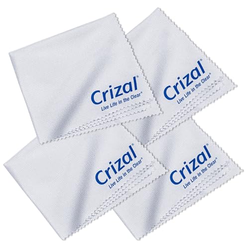 Crizal Microfiber Cleaning Cloths for Eyeglasses – Designed & Tested by CRIZAL® for AR-Coated Lenses – Safe Lens Cleaning Without Scratching-4 Pack - color: Cloth, 4 Pack