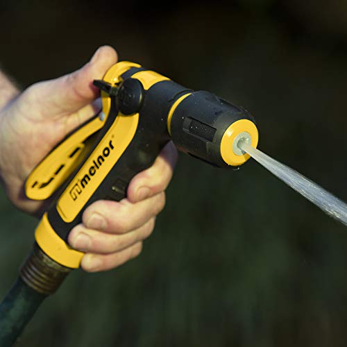 Melnor 65119-AMZ 2-Pattern Vortex Garden Hose Sprayer Nozzle, QuickConnect Product Adapter, Black, Yellow, Slip Resistant Water Hose Nozzle for Car Washing, Patio, Pet - style: 2-Pattern