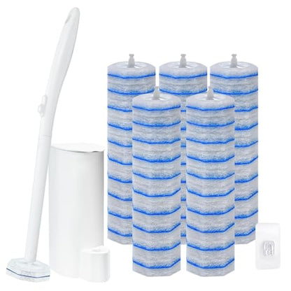 Disposable Toilet Brush and Holder Set, with 50 PCS Toilet Bowl Refills for Clorox, Wall Mounted Disposable T-oilet Bowl Kit, for Bathroom, Sink & Bathtub, Touchless T-oilet Cleaning System