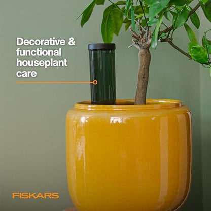 Fiskars Watering Spike for Indoor Plants, Self-Watering Device to Water Plants While Away, Continuous Hydration for Care on Vacation & Travel, Porous Ceramic Cone Stake for Slow Release, 11.75 oz - size: Watering Spike