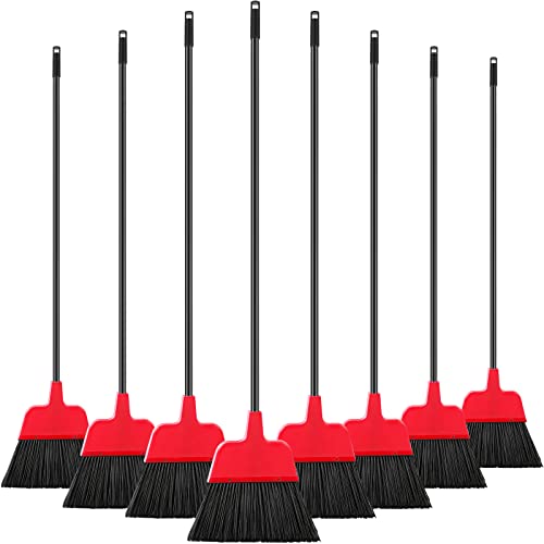 8 Pcs Outdoor Broom for Floor Cleaning 54 Inch Commercial Heavy Duty Broom Long Handle Kitchen Household Angle Brooms for Sweeper Sweeping Indoor Dust Hair Cleaner Corn Shop(Red) - color: Red