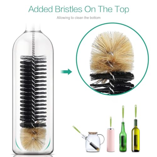Long Bottle Cleaning Brush，Household Kitchen Cleaning Brush Set for Washing Narrow Neck Beer Bottles, Wine Decanters, Vases, Pipes，and Sports Water Bottles，2 Pack
