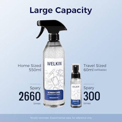 WELKIN Screen Cleaner Spray Kit (550ml + 60ml) - Cleaning Gel for TV, Laptop, Computer, Phone Touchscreen -2 Sprayers，1 Microfiber Cloth & 1 Glass Wipe - size: Gel Kit