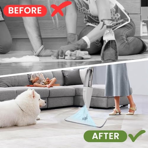 Flat Spray Mop for Floor Cleaning | 360 Degree Rotating Microfiber Floor Cleaner with Refillable 400ml Bottle | Washable Reusable Pad | Slim Design for Home, Kitchen, Tiles and Wooden Floors