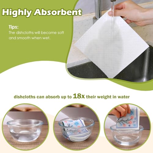 6 Packs Swedish Paper Cloths for Kitchen, Reusable Paper Towels Washable Dish Rags, Highly Absorbent Kitchen Towels Quick Drying Swedish Sponge Cleaning Dish Cloths (Insects Floral) - color: Flying Animals