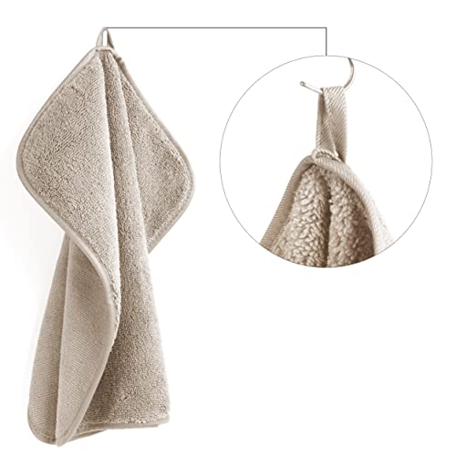 POLYTE Premium Lint Free Microfiber Washcloth Face Towel, 13 x 13 in, Set of 6 (Beige) - color: Beige