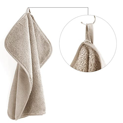 POLYTE Premium Lint Free Microfiber Washcloth Face Towel, 13 x 13 in, Set of 6 (Beige) - color: Beige