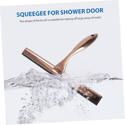 Stainless Steel Window Squeegee with Copper Silicone Handle, Shower Glass and Mirror Cleaning Tool, Household Bathroom and Car Cleaning Scraper