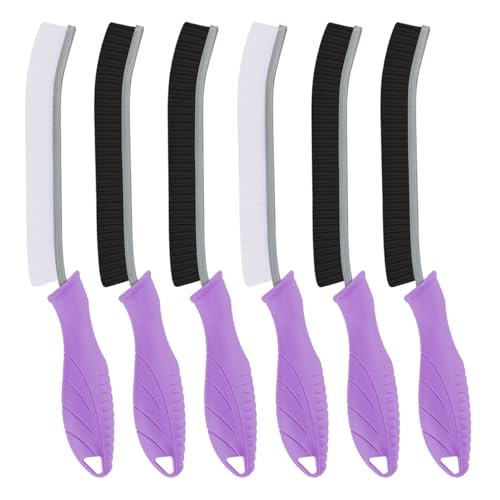 TQRR Hard Bristle Crevice Cleaning Brush-Thin Gap Scrub Brush, Small Cleaning Brush, Grout Brush, Kitchen Brush, Cleaning Tools for Toilet, Bathroom, Sink, Home, Household, Window (6, Purple) - color: Purple