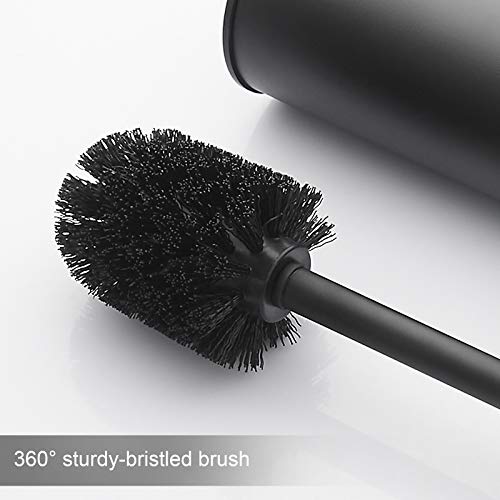 Toilet Brush and Holder,Stainless Steel Toilet Brushes for Bathroom with Holder 2pack - color: Matte Black