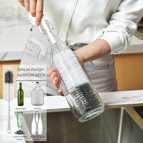ALINK Long Narrow Neck Bottle Brush + ALINK 8 Pack Bottle Brush Cleaning Set with Stand