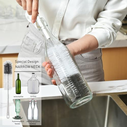 ALINK Long Narrow Neck Bottle Brush + ALINK 8 Pack Bottle Brush Cleaning Set with Stand