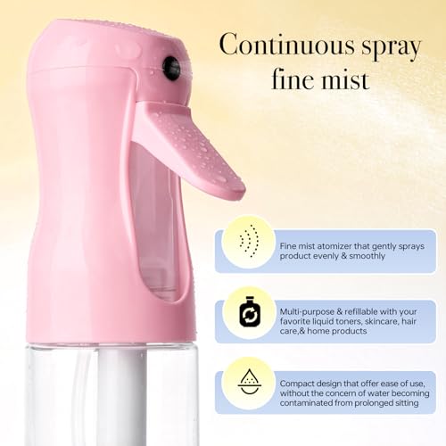 3Pcs Continuous Spray Bottles For Hair,Ultra Fine Mister for Hair Styling, Plants, Cleaning, Salon, Misting & Skin Care (200ml Blue+Pink+Clear) - color: 200ml Blue+Pink+Clear