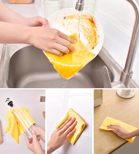 KitchLife Microfiber Cleaning Cloth Roll - Tear-Away Reusable Microfiber Paper Towels, Lint-Free, Washable, 20 Sheets for Kitchen, Car, Dishes, and Sensitive Surfaces (Yellow) - color: Yellow