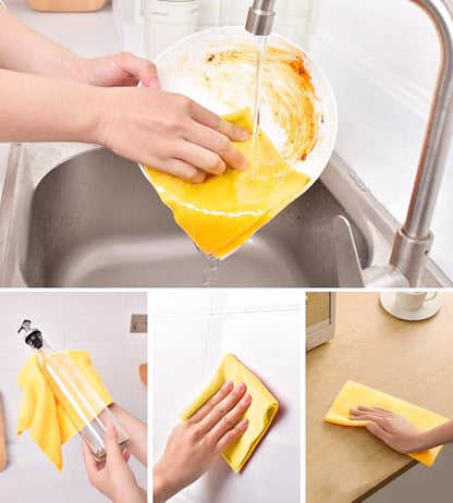 KitchLife Microfiber Cleaning Cloth Roll - Tear-Away Reusable Microfiber Paper Towels, Lint-Free, Washable, 20 Sheets for Kitchen, Car, Dishes, and Sensitive Surfaces (Yellow) - color: Yellow
