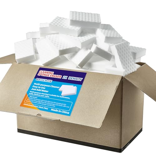 Magic Sponge Erasers,100 Pack 2X Density Melamine Sponge Foam Pads,Household Cleaning Supplies Cleaner for Kitchen, Bathroom, Bathtub, Sink, Wall Cleaner - color: White（100pcs）, size: 3.93x2.36x0.79in