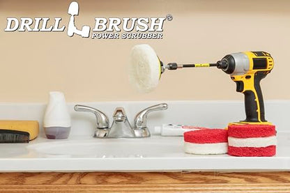Drill Brush - Drill Attachment - Bathroom - Power Scrubber Pads - Cleaning Pads - Bath - Shower Door - Scouring Pad Kit - Bath Mat - Bathroom Sink - Shower Cleaner - Vinyl Flooring - Scrub Pads - color: 3X White Pads 3X Red Pads