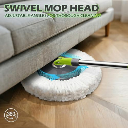 Spin Mop Bucket System,Masthome Pedal Spin Mop and Bucket with Wringer Set,EasyWring Microfiber Mop with 3 Mop Pads,360°Spinning Floor Cleaning System - Home & Office Suitable - color: Green+dark Grey