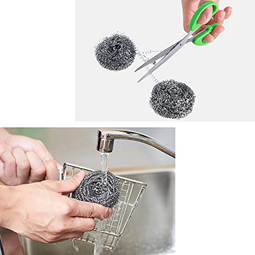 48 Pack Stainless Steel Scourers Sponges,Steel Wool scrubbers for stoves, pots, Cooker Hoods, etc. That are Difficult to Clean (48 Pack-Small 10 gram) - size: 48 Pack-Small 10 Gram