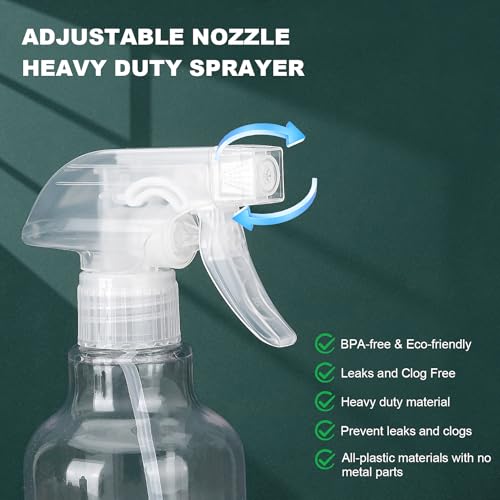 Spray Bottles Plastic Spray Bottle for Hair Mist/Stream Heavy Duty Empty Spray Bottles for Cleaning Solutions, Plants, Cooking (16.9oz-Clear+nozzle) - color: 16.9oz-Clear+nozzle
