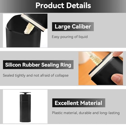 Pump Dispenser Bottle, Top Push Down Squeeze Liquid and Hand Soap Dispenser Refillable Dishwashing Bottles for Kitchen and Bathroom (Black) - color: Black