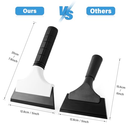 Gomake 2PCS Small Rubber Squeegee Ice Scraper Window Shower Squeegee,Auto Water Blade Squeegee for Shower Glass Door,Car Windshield, Window, Mirror, Bathroom,Countertop Cleaning (Black)