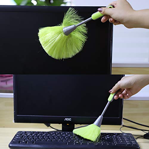 WOVTE 3 Pack Fluffy Microfiber Delicate Kitchen Duster Laptop Keyboard Brush Computer Screen Cleaner Tool Mini Dusting Wand (Blue, Green, Pink)