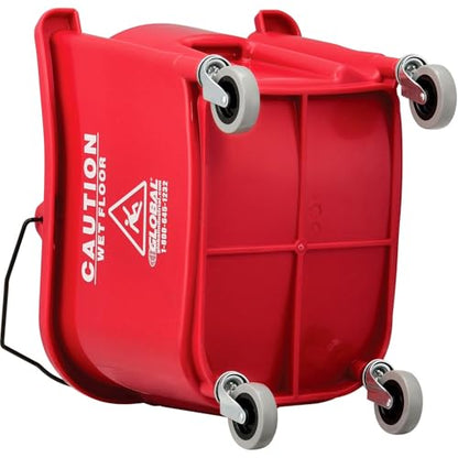 Global Industrial Commercial Mop Bucket and Wringer Combo with Side Press, 38 Quart Capacity, Durable Corrosion-Resistant Polypropylene, 3" Swivel Casters, Red - color: Red