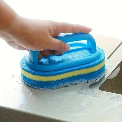 Handheld Sponge Scrubber, Dual-Color Design - Multi-Purpose Manual Cleaning Brush, Suitable for Bathtubs, Kitchens, Bathrooms, Etc. - Ideal for Cleaning Tiles, Pots, Stains, and Bathroom Accessories