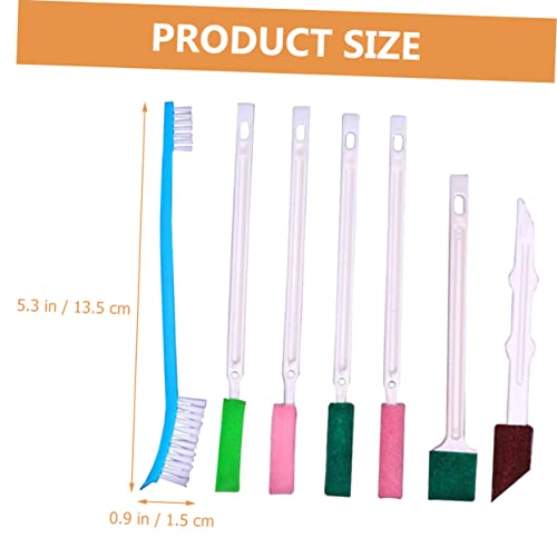 minkissy Disposable Crevice Cleaning Brush Set 7Pcs Small Cleaning Tool for Bathroom Shower Head Toilet Rim with Long Handle