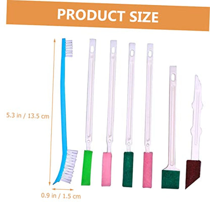 minkissy Disposable Crevice Cleaning Brush Set 7Pcs Small Cleaning Tool for Bathroom Shower Head Toilet Rim with Long Handle