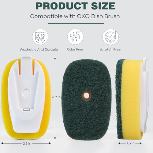 Sponge Brush Refills for OXO Dish Brush, 8 Pack Soap Dispensing Dish Refills, Scrub Replacement Head for Scrubber, Sponge Replacement Head Fits Soap Dispensing Handle - color: Green-8pack