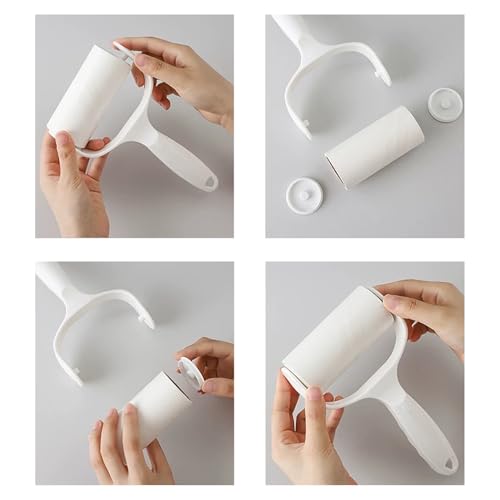 One Daisy White Adhesive Bristle Roller Brush, Removable Paper, Used for Brushing Floors, Sweeping Dust, Removing Hair, Cleaning Rooms, with Four Brush Cartridges - color: White