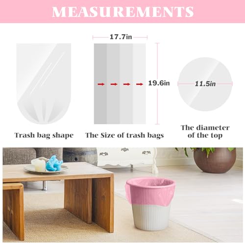Teivio Small Trash Bags 4 Gallon 150 Counts Garbage Bags, Bathroom Trash Can Bin Liners, Small Plastic Bags for home office kitchen, fit 12-15 Liter, 3,3.5,4.5 Gal, Pink