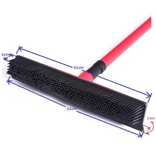 Beaupretty PET Hair Removal Broom Long Handle Rubber Carpet Scraper for Dog Hair Cleaning Easy to Use Mop for Windows and Home Cleaning