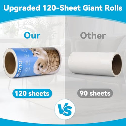 Lint Roller Refills - 1080 Sheets Total, Extra Sticky Adhesive Replacement Rolls for Pet Hair Removal on Clothes, Couch, Furniture & Carpet, 3.9-inch Rolls with 120 Sheets Each, (No Handle Included) - size: 9 Refills + 1080 Sheets