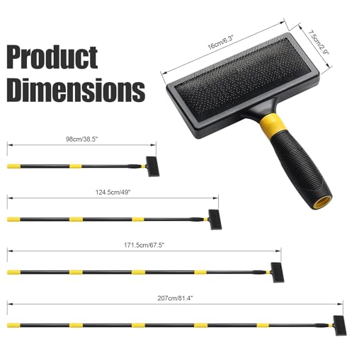 HVAC Coil Cleaning Brush with Long Handle, Double-Sided AC Evaporator & Condenser Coil Cleaner Brush, Carpet Pet Hair Remover for Vents, Ducts, Furniture