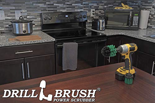 Drill Powered Kitchen Cleaning Brushes - Oven Cleaning Tools - Fridge Stain Remover - Kitchen Cleaning Supplies - Kitchen Scrubbers - Countertop Scrub Brush - Air Fryer Cleaning Kit - Sink Cleaner - color: Green
