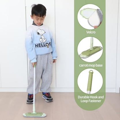 Midoneat Kids Cleaning Toy Set, Mini Child Broom, Mop and Dustpan, Little Housekeeping Helper Set ,Pretend Home Cleaning Play Set for Toddler Height 75-115cm,6pcs (Green) - color: Green