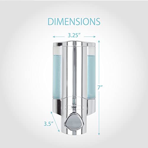 Better Living Products 76140-1 AVIVA 1 Chamber Wall Mount Soap and Sanitizer Dispenser, Chrome | 1 Chamber, Soap and Sanitizer Dispenser Pump, No Drill