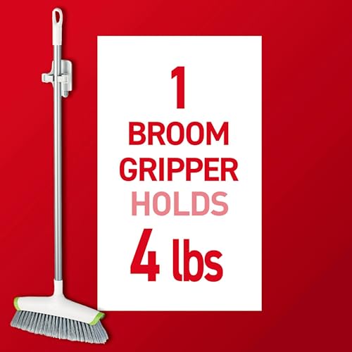Command Broom Grippers, 2 Hangers and 4 Strips, Damage-Free Mop and Broom Holder Wall Mount, Household Cleaning Tool Organizer for Kitchen, Laundry Room, Closet, Holds up to 4 lb - size: 2 Grippers