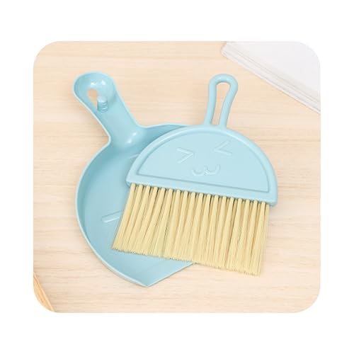 Blue Mini Broom and Dustpan Set, Small Handheld Brush Combo for Kids Kitchen Counter Table Desk Car and Pet Area Cleaning - color: Blue