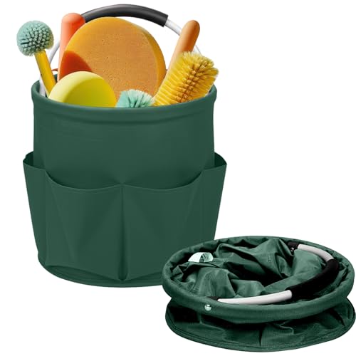 Cleaning Caddy for Cleaning Supplies,17L Cleaning Supply Caddy with Handle Foldable Cleaning Supplies Organizer Bucket Cleaning Products Organizers for Home, Garden (Grass Green) - color: Grass Green