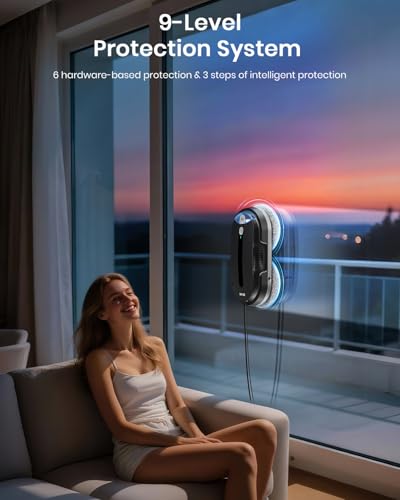 BNZ Smart Window Cleaning Robot, Twin Turbo & Dual Auto-Spray Window Cleaner with Multiple Safety System, AI Path Planning, Frameless Edge Detection, K1 (Matt Black) - color: Matt Black
