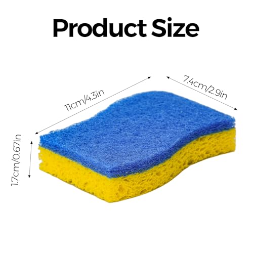 6-Pack Non-Scratch Kitchen Sponges – Durable Dish Sponges for Dishes, Pots, and Pans, Perfect for Cleaning Stainless Steel, Dishwashing, and More, Blue & Yellow - color: Blue Yellow