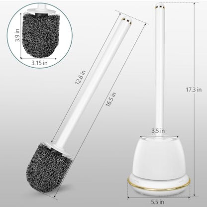 Gold Toilet Brush and Holder Set 2 Pack,Toilet Bowl Brush with Long Handle, Easy to Assemble of Compact Toilet Scrubber, Gold Bathroom Accessories. 2U - size: 2 pack standard cover