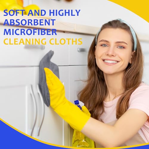 Nuenen Microfiber Cleaning Cloths for Cars 16 x 16 Inch Ultra Absorbent Car Towels Drying Reusable Cleaning Supplies House Kitchen Window Microfiber Towel(Blue, Gray, Yellow,60 Pcs) - color: Blue, Gray, Yellow